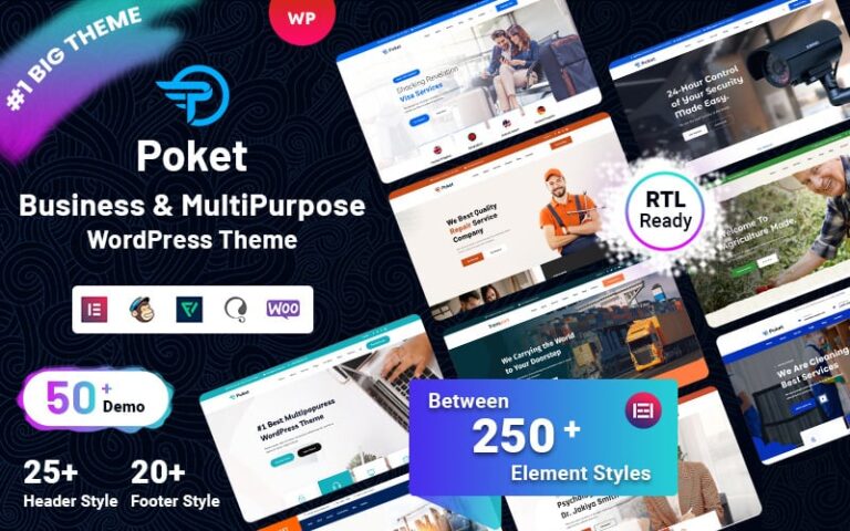 Poket – Business and Multipurpose Responsive WordPress Theme